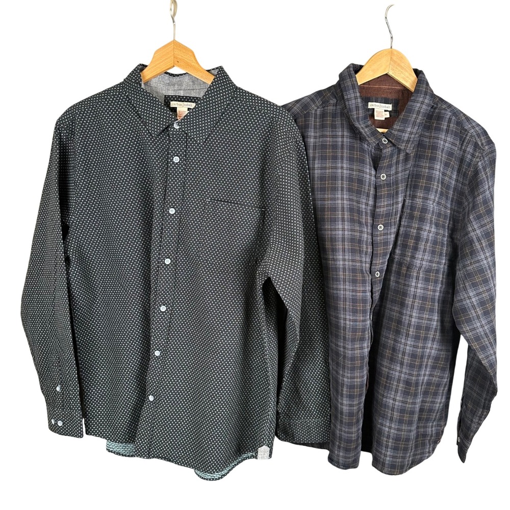 Carbon2Cobalt Mens XL Long Sleeve Button Down Shirt Lot Plaid Geometric 2 Pack
